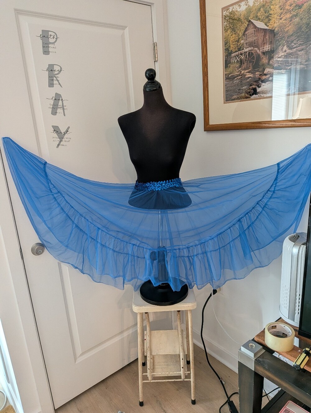 Vintage Petticoat Retro Blue Medium Crinoline Slip Underskirt Dance Coquette.